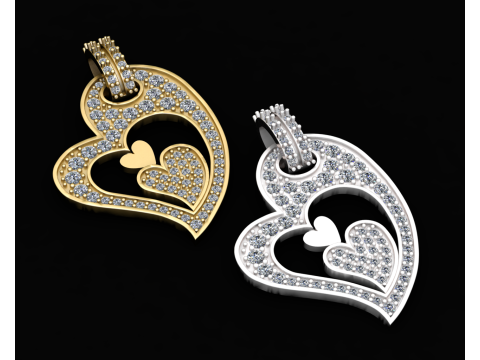 Heart Gold Pendant Model Cetak 3D