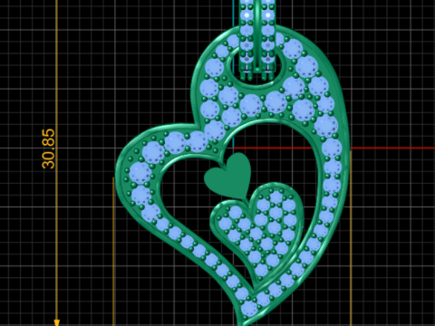 Heart Gold Pendant Model Cetak 3D