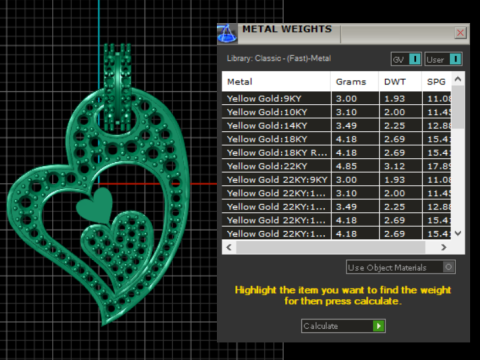 Heart Gold Pendant Model Cetak 3D