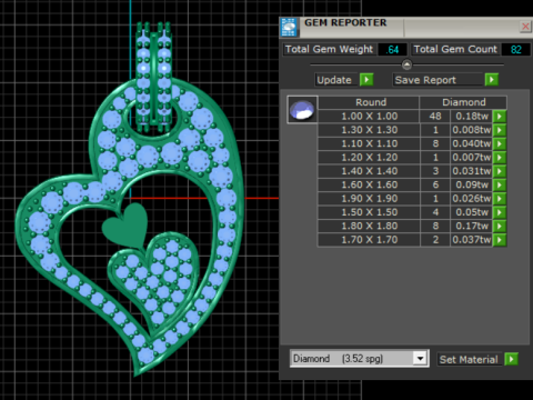 Heart Gold Pendant Model Cetak 3D