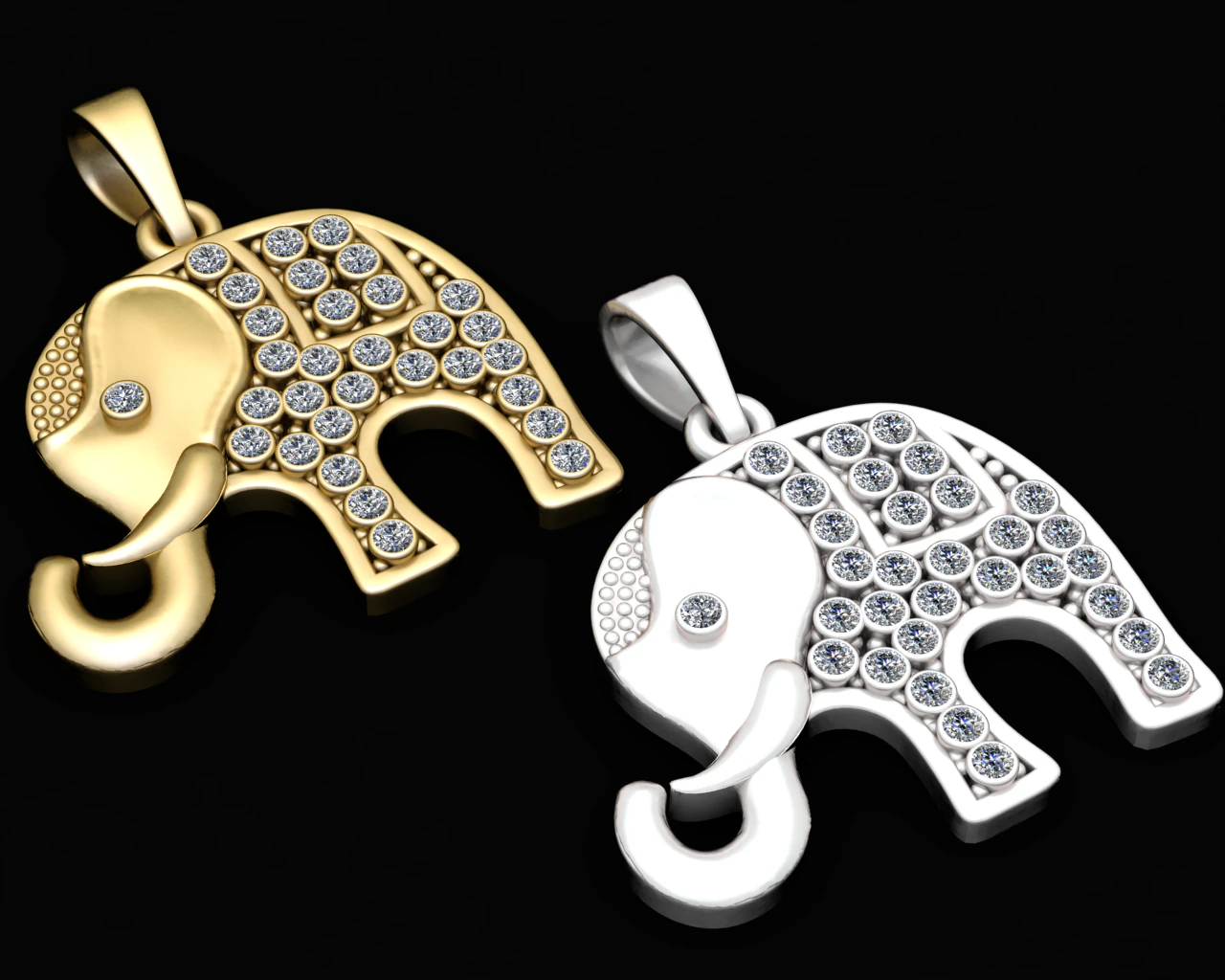 ELEPHANT GOLD PENDANT 3D Print Model .c4d .max .obj .3ds .fbx .stl .blend
