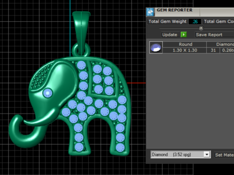 ELEPHANT GOLD PENDANT Model do druku 3D