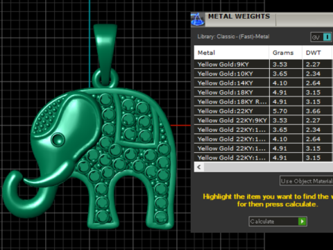 ELEPHANT GOLD PENDANT Model do druku 3D