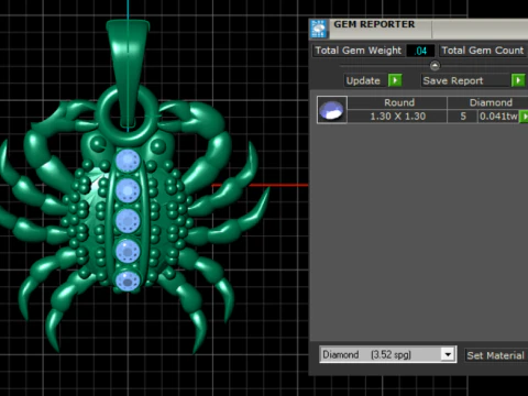 CIONDOLO IN ORO CON ANIMALI Modello di stampa 3D