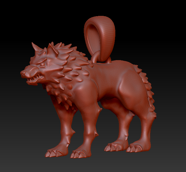 WOLF PLASTIC PENDANT 3D Print Model .c4d .max .obj .3ds .fbx .stl .blend 