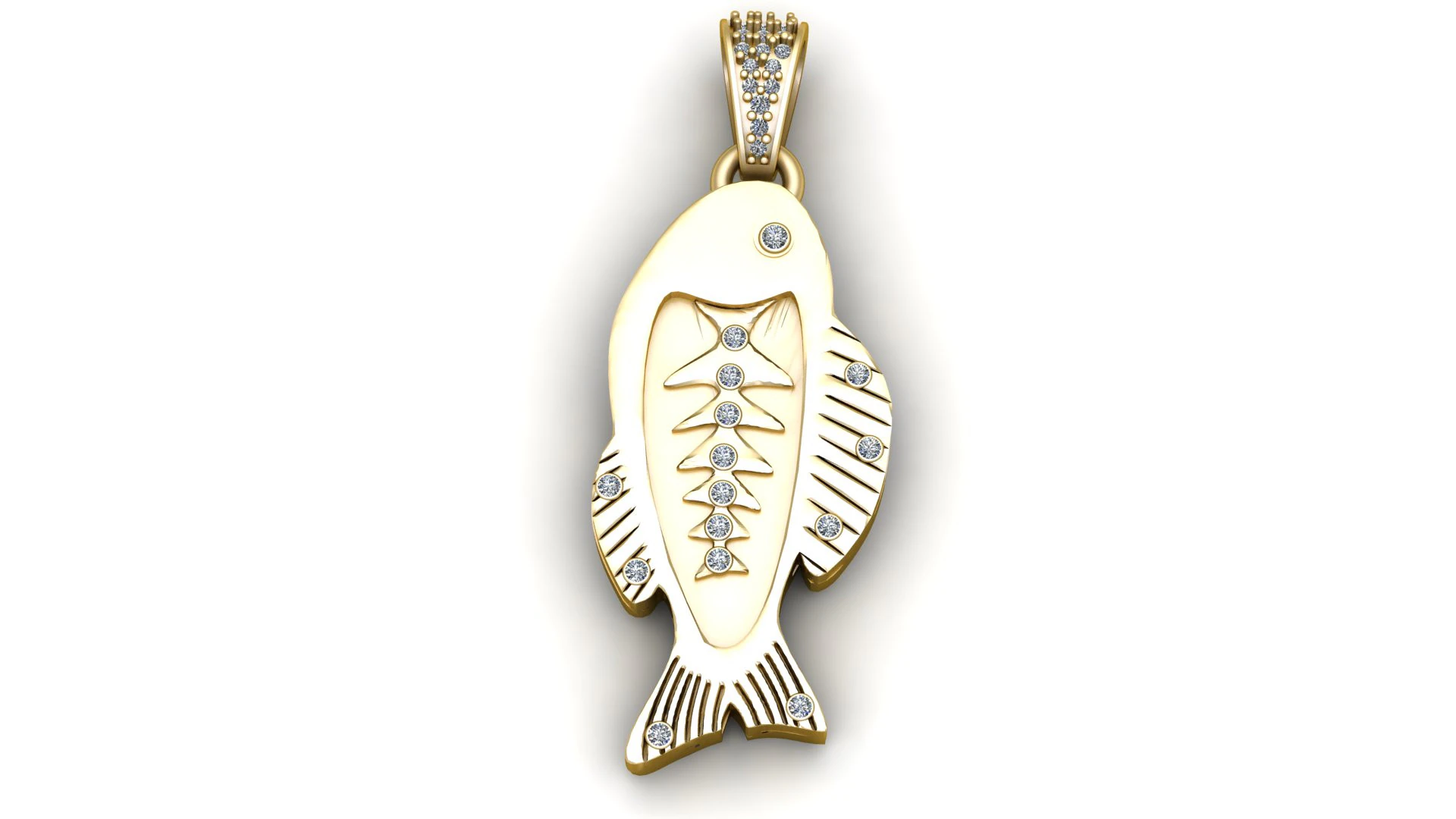 Dainty Gold Cloisonne Fish Charm 3D Print Model .c4d .max .obj .3ds .fbx .stl .blend
