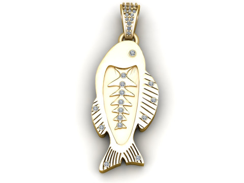 Dainty Gold Cloisonne Fish Charm Modèles 3D en vedette