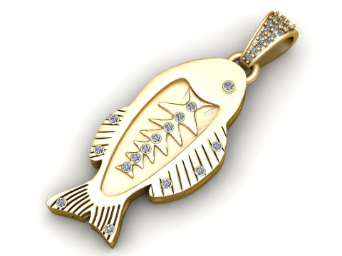 Dainty Gold Cloisonne Fish Charm Model Cetak 3D