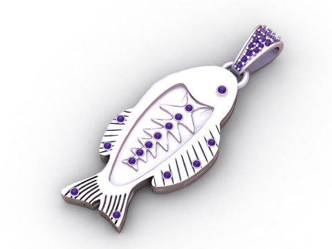 Dainty Gold Cloisonne Fish Charm Model Cetak 3D