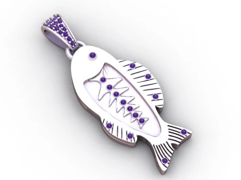 Dainty Gold Cloisonne Fish Charm 3D Print Model