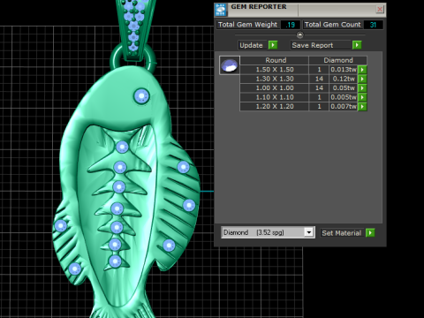 Dainty Gold Cloisonne Fish Charm Model Cetak 3D