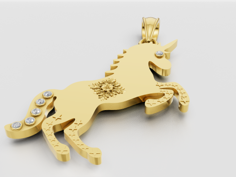 Gold unicorn pendant i 3D प्रिंट मॉडल