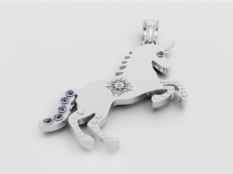 Gold unicorn pendant i 3D 打印模型