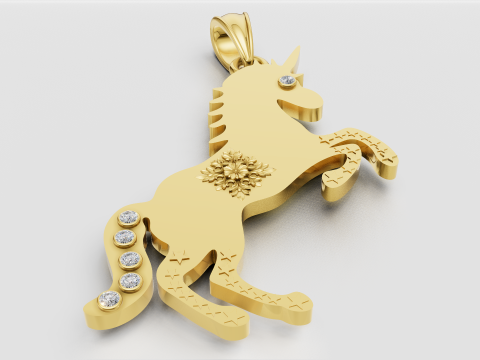 Gold unicorn pendant i 3D 打印模型