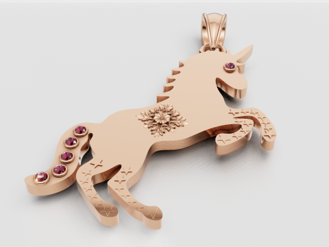 Gold unicorn pendant i 3D 打印模型