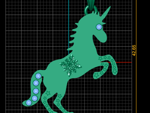 Gold unicorn pendant i 3D 打印模型