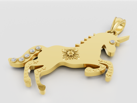 Gold unicorn pendant i 3D 打印模型