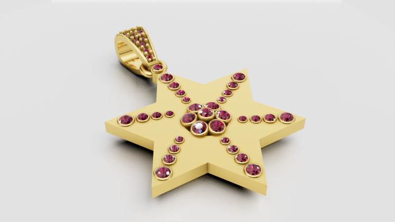 Gold star pendant Modelo de impresión 3D .c4d .max .obj .3ds .fbx .stl .blend