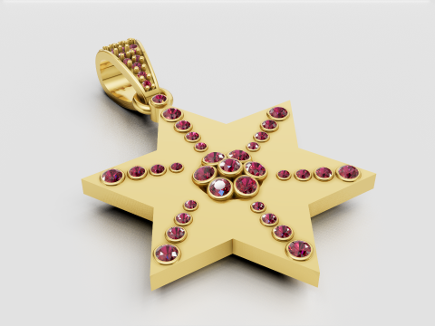 Gold star pendant 3D Print Model