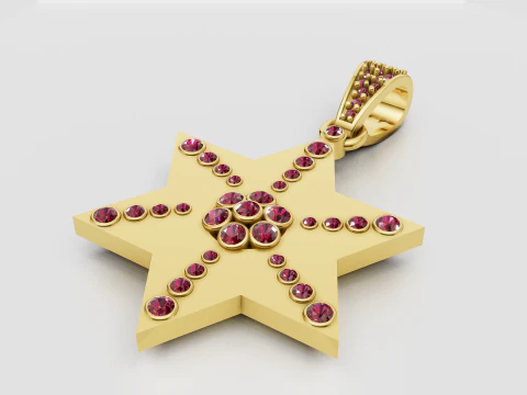 Gold star pendant 3D Print Model