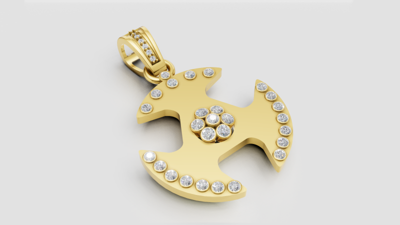 Gold halo pendant 3D Print Model .c4d .max .obj .3ds .fbx .stl .blend 