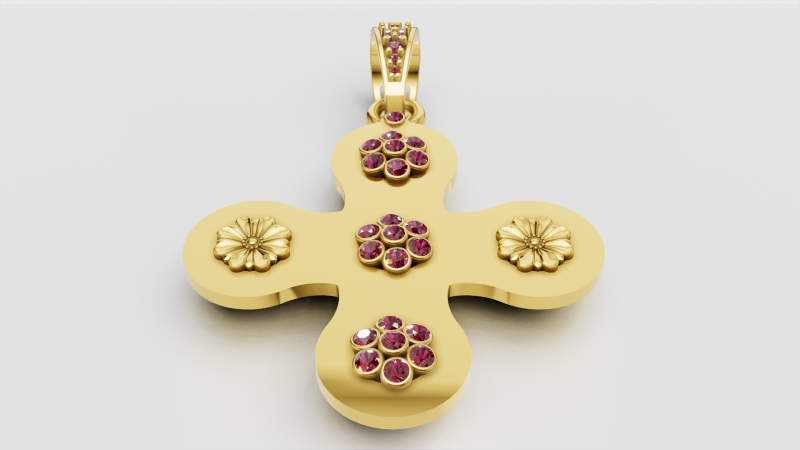 Floral gold pendant Modello di stampa 3D .c4d .max .obj .3ds .fbx .stl .blend 