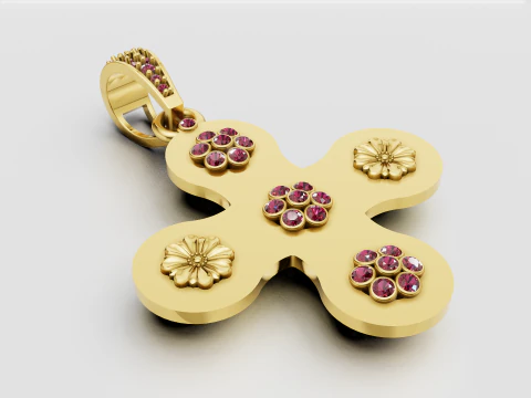 Floral gold pendant 3D Print Model