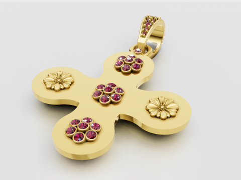 Floral gold pendant Modello di stampa 3D
