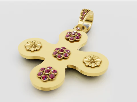 Floral gold pendant 3D Print Model