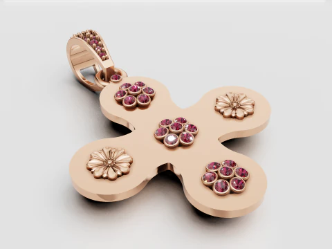 Floral gold pendant 3D Print Model
