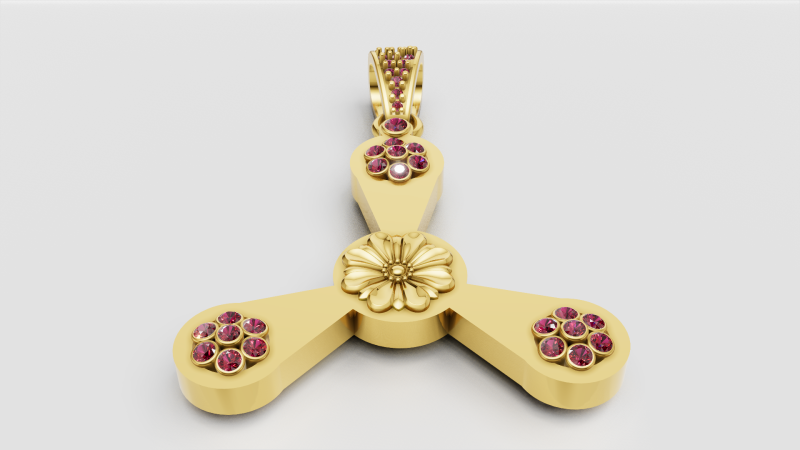 Floral gold pendant 3D Принт Модель .c4d .max .obj .3ds .fbx .stl .blend 