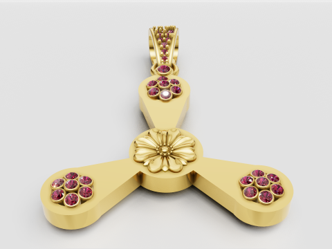 Floral gold pendant Modèles 3D en vedette