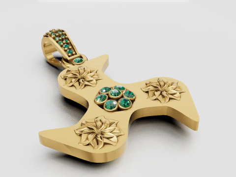 Floral engraved pendant 3D Print Model