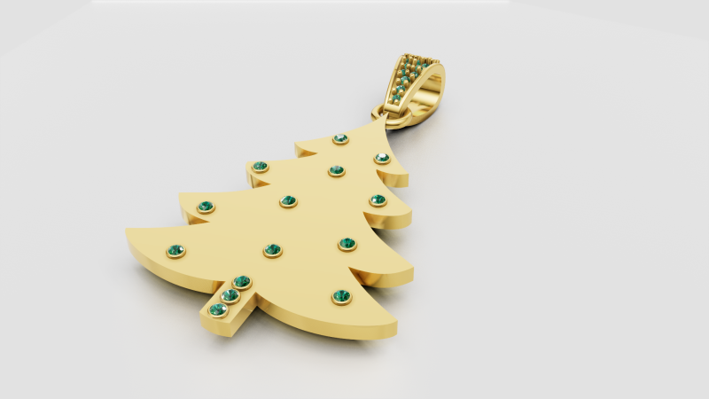 Gold christmas tree pendant 3D Print Model .c4d .max .obj .3ds .fbx .stl .blend 