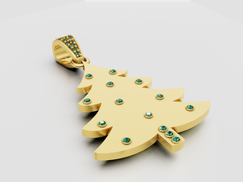 Gold christmas tree pendant 3D Print Model