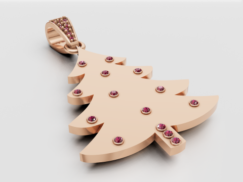 Gold christmas tree pendant 3D Print Model