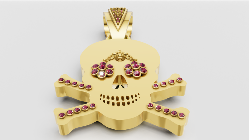 Skull pendant gold 3D Принт Модель .c4d .max .obj .3ds .fbx .stl .blend 