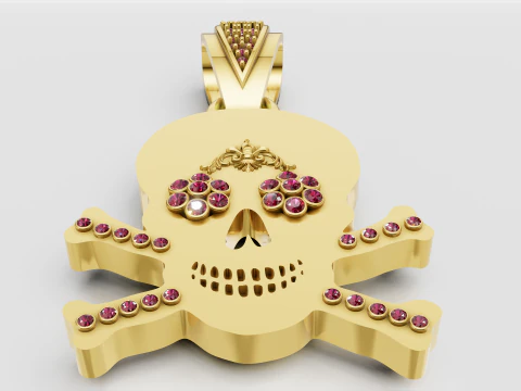 Skull pendant gold 3D Print Model