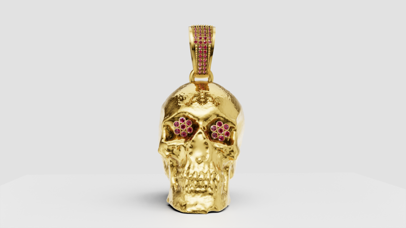 Skull pendant gold 3D Baskı Modeli .c4d .max .obj .3ds .fbx .stl .blend