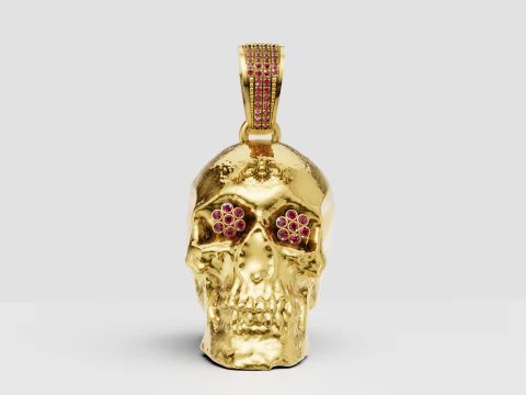 Kafatası kolye altın 3D Baskı Modeli