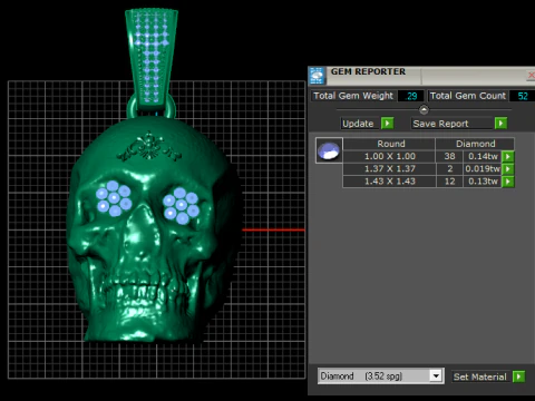 Skull pendant gold 3D Print Model