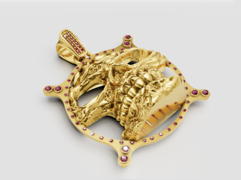 Pendentif roi crâne Modèles 3D en vedette