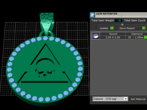 Green gemstone pendant 3D Baskı Modeli