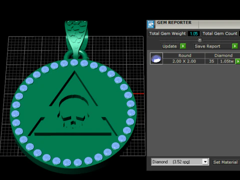Green gemstone pendant 3D Print Model