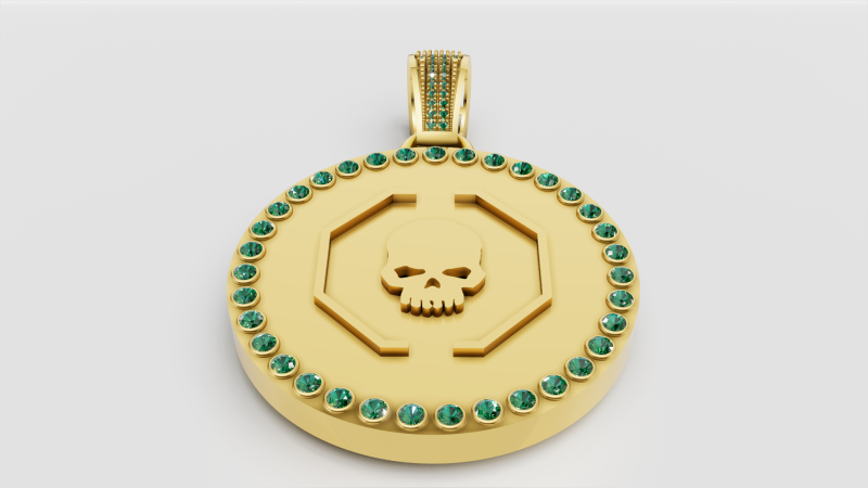 Skull octagon pendant 3D 프린트 모델 .c4d .max .obj .3ds .fbx .stl .blend
