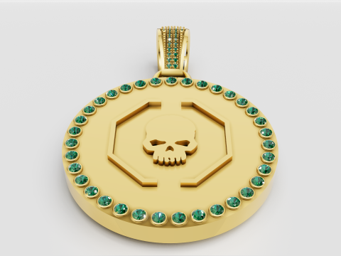 Skull octagon pendant 3D 프린트 모델