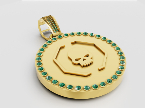 Skull octagon pendant 3D 프린트 모델
