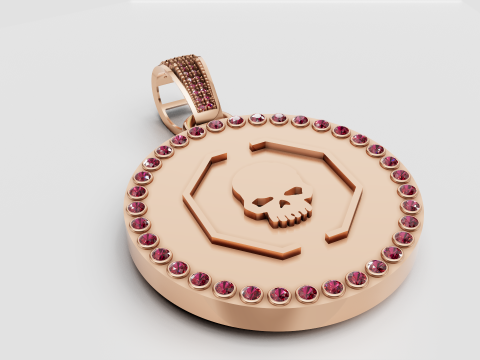 Skull octagon pendant 3D 프린트 모델