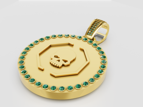 Skull octagon pendant 3D 프린트 모델