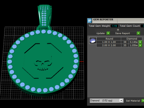 Skull octagon pendant 3D 프린트 모델
